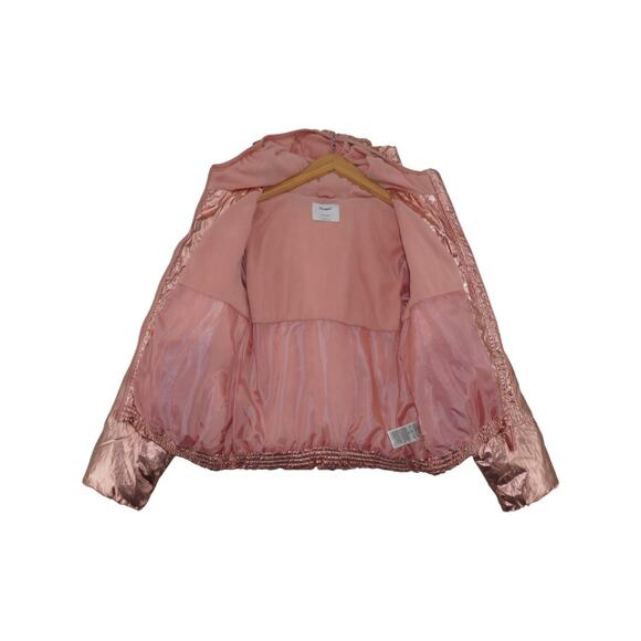 Old Navy Metallic Rose Gold Puffer Jacket Girls XL 14-16 GoWarm Hooded Coat - Picture 3 of 8